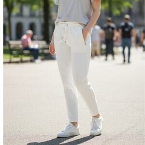 SARAH PACINI Tapered Pants Jersey Womens Size XS Off White